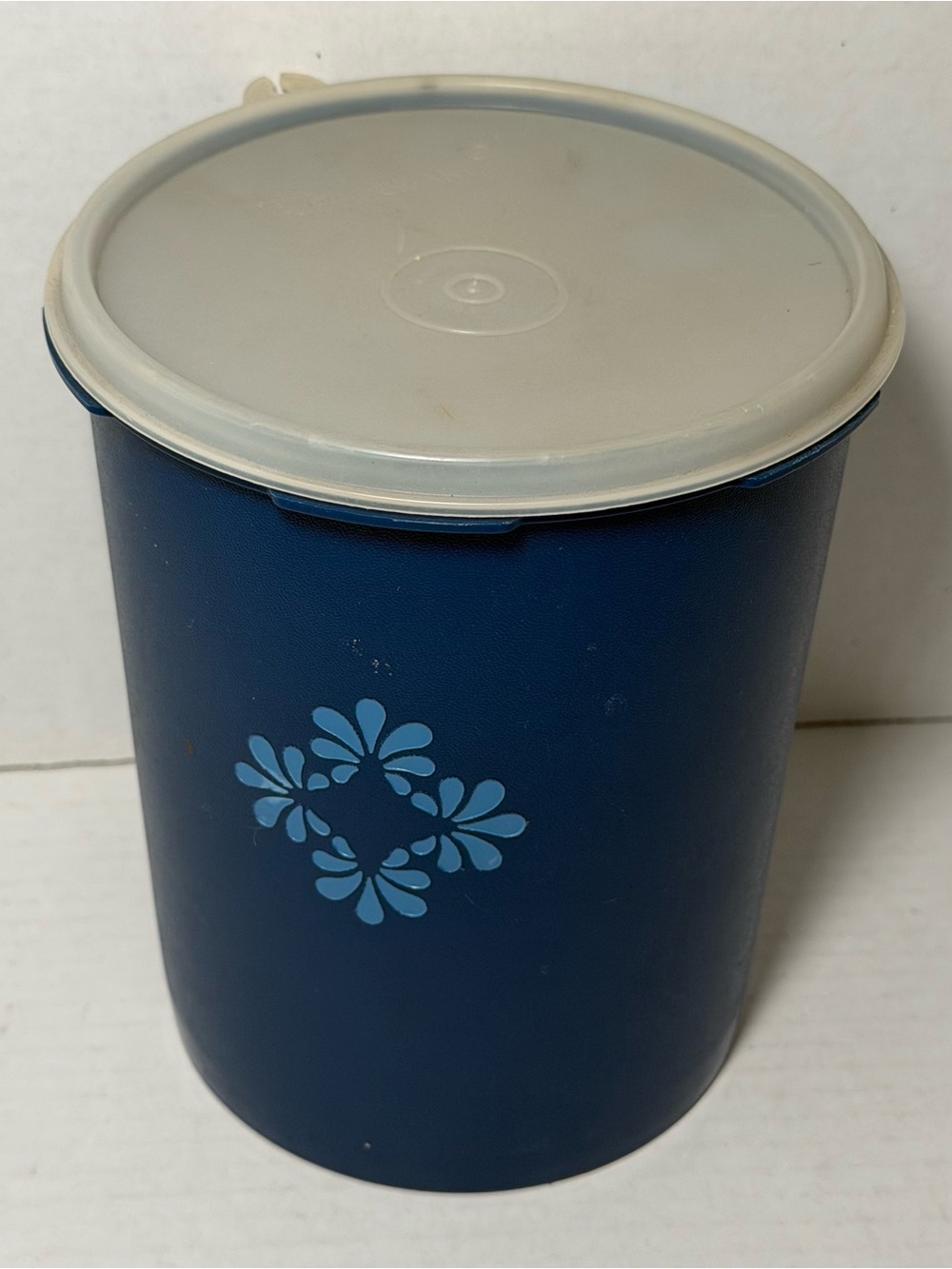 Vintage 1970s Blue Tupperware Cylinder Container Food Storage